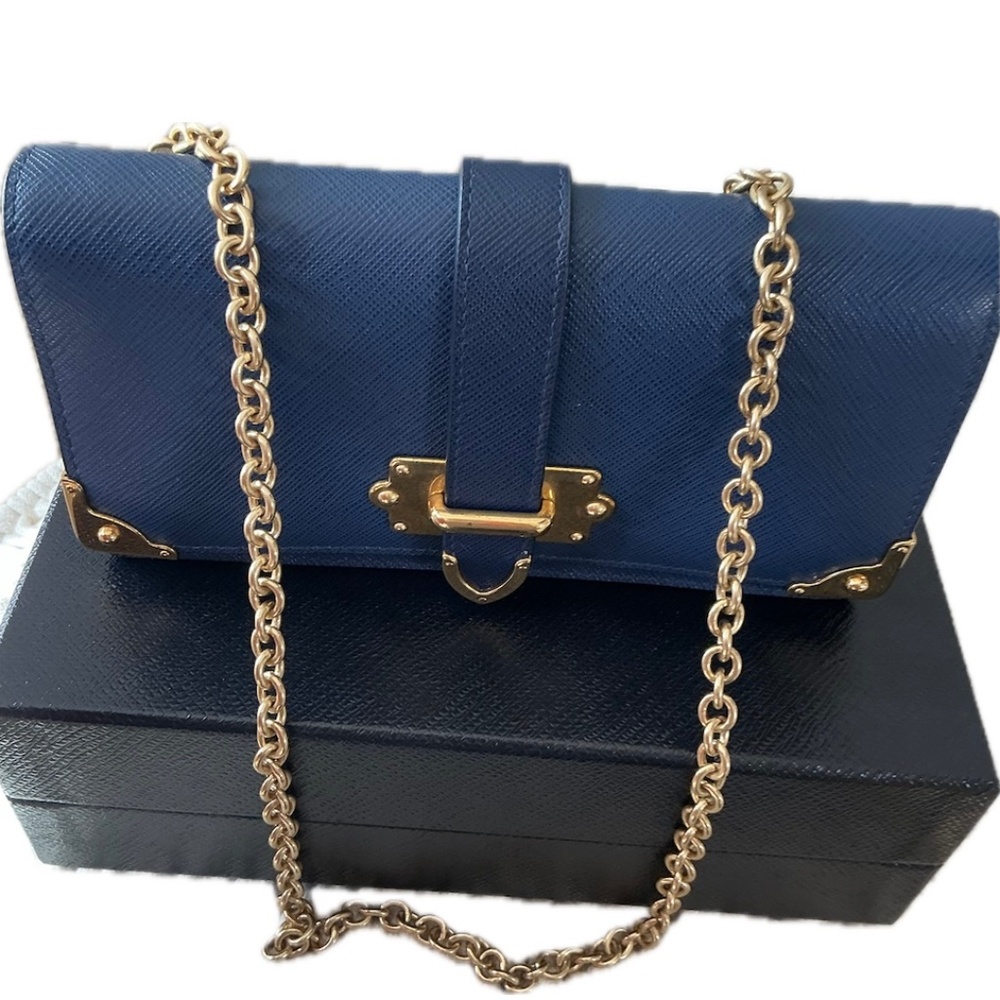 Navy PRADA CAHIER MINI CROSSBODY